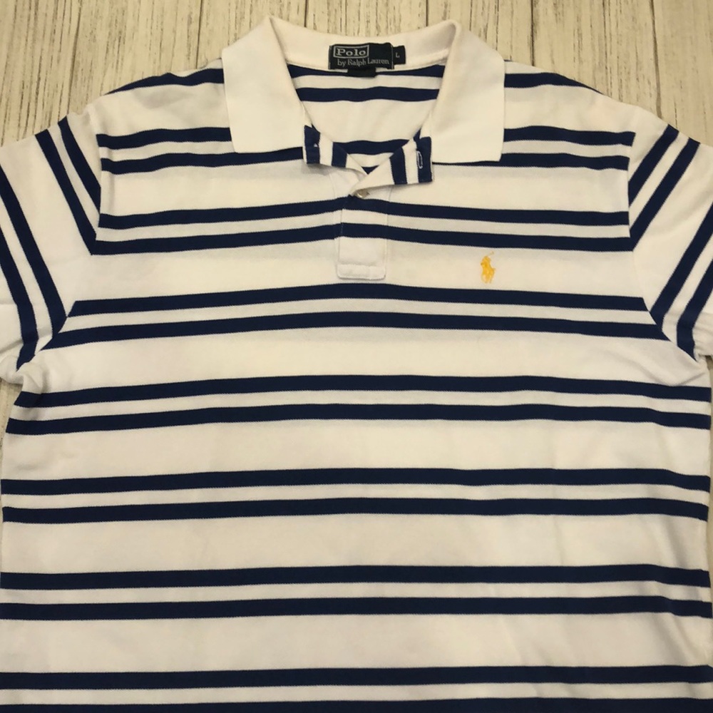 Men’s Polo by Ralph Lauren blue and white shirt
